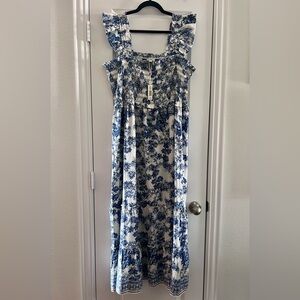 Max Studio Blue and White Floral Maxi Dress